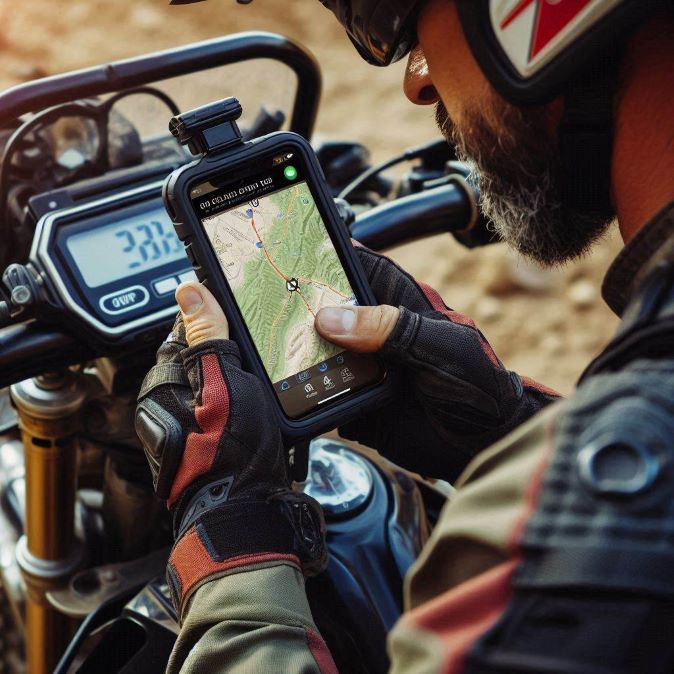 rugged bikers using iphone for gps