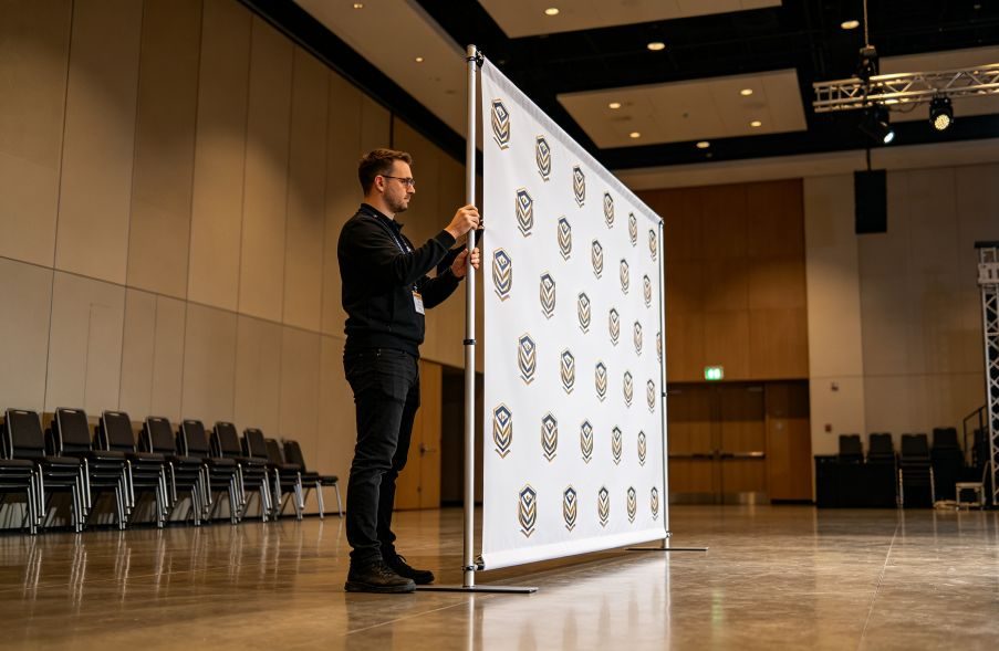 step-and-repeat style banner stand
